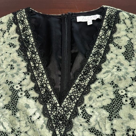 ALEXIS Peplum Lace V Neck Top in Sage - Picture 3 of 6